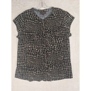Dana Buchman Womens XL Top Reptile Print Snake Button Black Pockets Stretch EUC